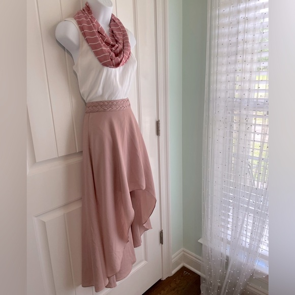 Anthropologie Minimalist Braided Waist High Waisted Mermaid Skirt in Pink Muave - Picture 12 of 15